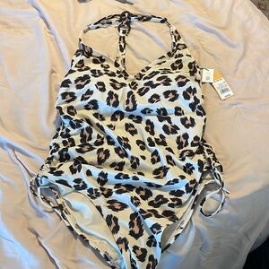 Kona Sol leopard tback one piece swim suit